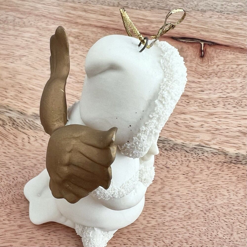 Brinn Bisque Vintage Set Of 4 Angels Christmas Ornaments Gold Wings 3 1/4” - Picture 11 of 11